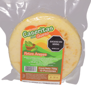 Arepas de Maiz Peto con queso doble crema y queso costeño, Petos Arepas Bogotá